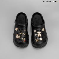 Sandalias De Tacón Alto Estilo Casual Con Patrón De Oso En Cuero Sintético Negro Y Blanco Diseño De Dibujos Animados X8809 - details 5
