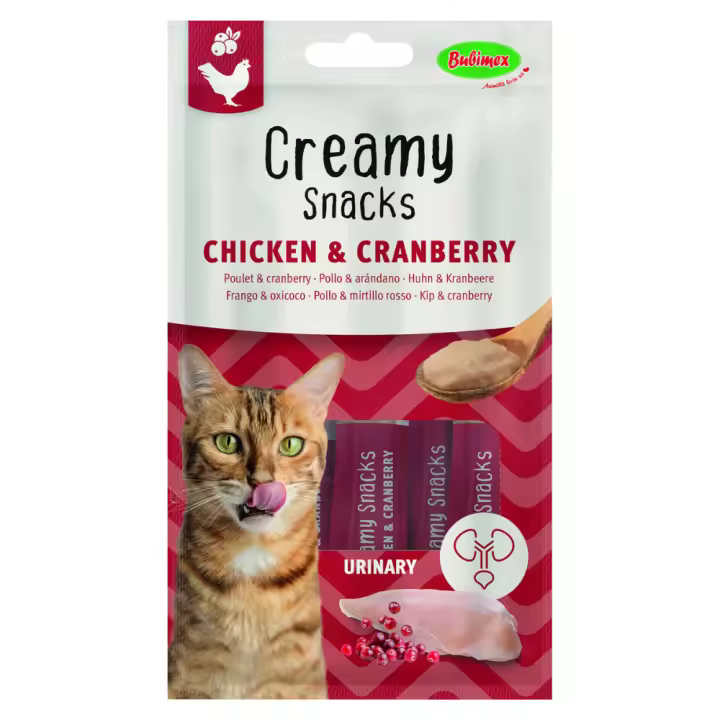 Bubimex Snack Cremoso Gatos Pollo y Arándanos 4x60g - Cuidado Urinario de la Marca Bubimex - 1