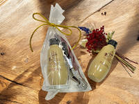 Lote de 10 miniaturas de bebida de 5 cl y sacacorchos en chupito de cristal con bolsa de regalo con lazo - Regalos originales para invitados de boda, aniversarios, comuniones, bautizos, cumpleaños, despedidas de soltero/soltera - details 2
