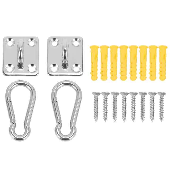 Ganchos de acero inoxidable en forma de U para montaje en pared, garfio para montaje en pared, techo suspendido, para hamaca, de alta resistencia, de base metálica, 2 juegos - 1