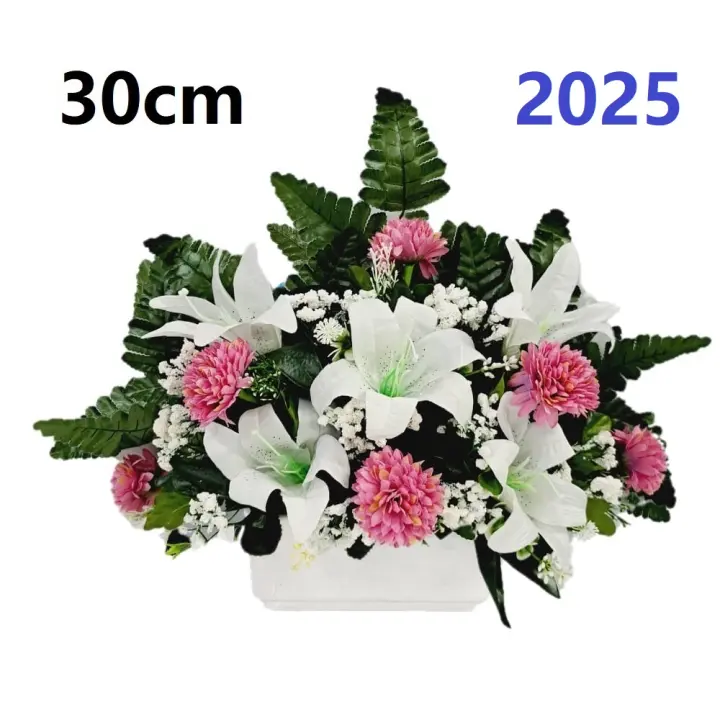 Centro de Flores para Cementerio Gerimport - Ramos de Flores para Todos los Santos - Flores Artificiales de Tela - Ancho 30cm - Alto 30cm - Personalizar Color y Medida - Contacto Directo con Nosotros - 1