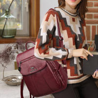 Mochila De Cuero Suave Para Mujer En 5 Colores Bolsos De Hombro Vintage Casual Viaje Mochila De Escuela Bolsa Para Damas - details 26