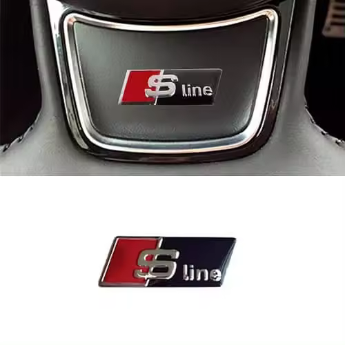Emblema Adhesivo S Line Para Volante Compatible Con Audi Negro - 1