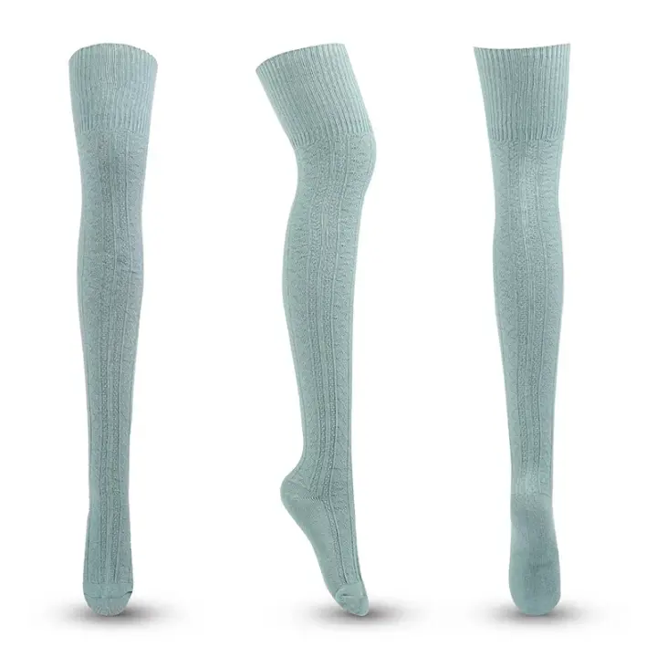 1 Par De Medias De Lana Gruesas Para Mujer De Talla Grande Largas Hasta La Rodilla Para Otoño E Invierno Comodidad Y Calor - 1