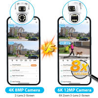 Cámara De Seguridad IP 6K 12MP Con Zoom De 8X Y Lentes Triples Pantalla Dual Exterior WiFi Protección Del Hogar CCTV PTZ ICSEE - details 3