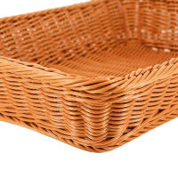 Cesta De Almacenamiento De Rattan Tejida a Mano Rectangular Tenedor De Paja Para Picnic Cesta De Pan Comida Fruta Pasteles Plato Caja De Sundries Organizador De Cocina - details 4