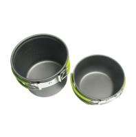 6-piece camping accessories set, two hard aluminum cookware sets with stainless steel cutlery, available in orange or green - details 2