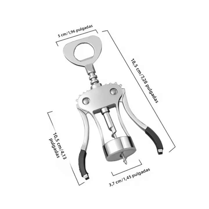 Abrepuertas De Acero Inoxidable 1pc Con Aleación De Zinc Multifuncional Premium Para Botellas De Vino Con Wing Corkscrew - 1