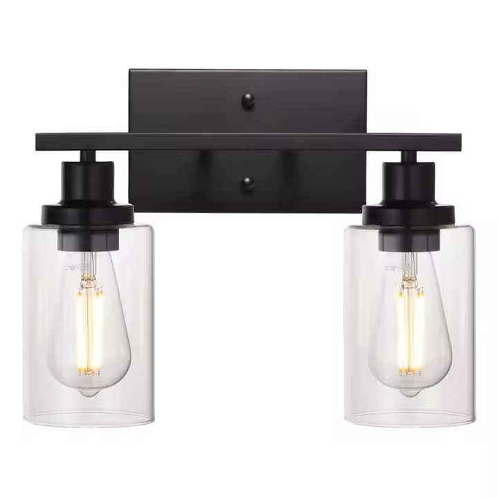 SOMY Aplique de pared con pantalla de cristal y luz de tocador negra, apliques de pared para interior de estilo Vintage para lámpara de baño - 1