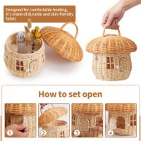 Cesta De Almacenamiento De Rotura En Hecho Ecológico Para Niños Decoración De Habitación De Niños Organizador De Estante Tejido Cesta De Picnic Portátil Fruta Para Casa De Muñecas - details 2