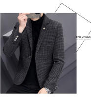 Traje Casual Grueso Para Hombre Estilo Coreano De Moda Abrigo Occidental Slim Ajustado Traje De Otoño E Invierno Con Cierre Simple - details 4