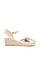 Lyla Wang alpargatas doradas cuñas bajas de esparto con plataforma mujer con plantilla acolchada - details 4