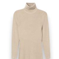 Vestido Tiffosi Chloe beige, midi con cuello alto y manga larga. Ajuste perfecto y sensación suave. - details 1
