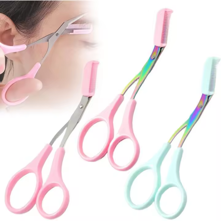 3 tijeras para Cejas con peine, recortadora de Vello de Cejas Mejorada 2024, Tijeras de Maple inoxidable para recortar Cejas con peine, belleza y cuidado personal - 1
