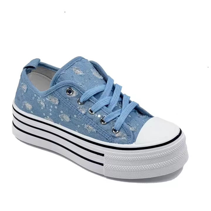 JZ Hermanos Zapatos casuales de lona con plataforma y lentejuelas para mujer - 1