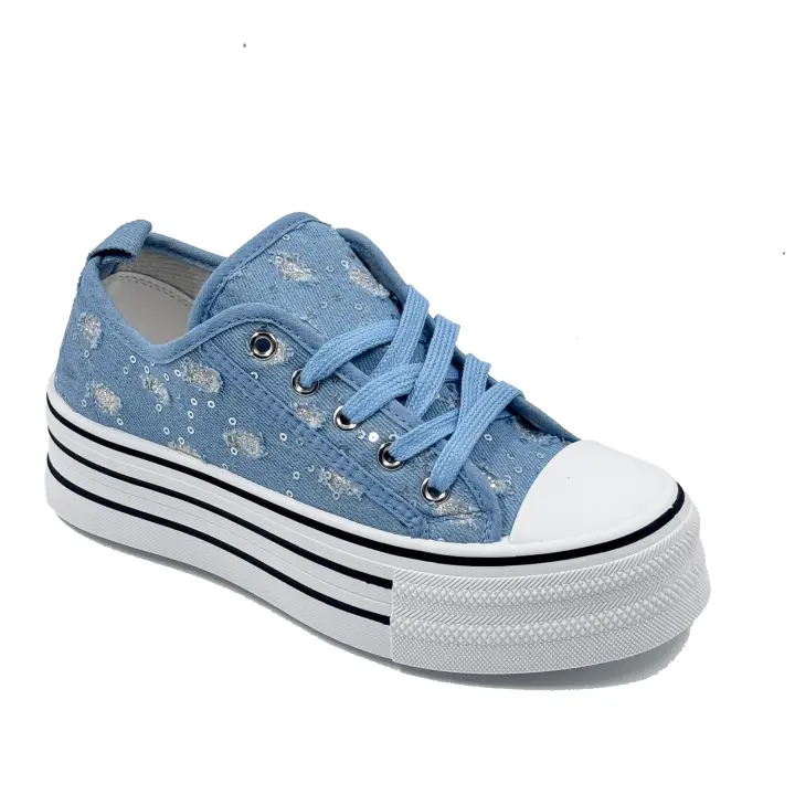 JZ Hermanos Zapatos casuales de lona con plataforma y lentejuelas para mujer - 1
