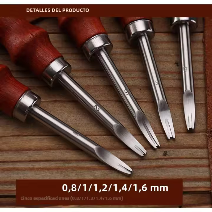 1pc Herramienta De Corte Para Bordes De Cuero Con Mango De Madera Herramienta De Belevado Y Skiving Para Manualidades DIY - 1