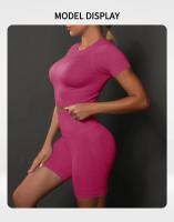 SSITO Nuevo conjunto de Pantalones cortos de manga cortos de Yoga de color sólido de melalgodón sin costura para correr, deportes y Fitness conjunto de Dos piezas - details 8