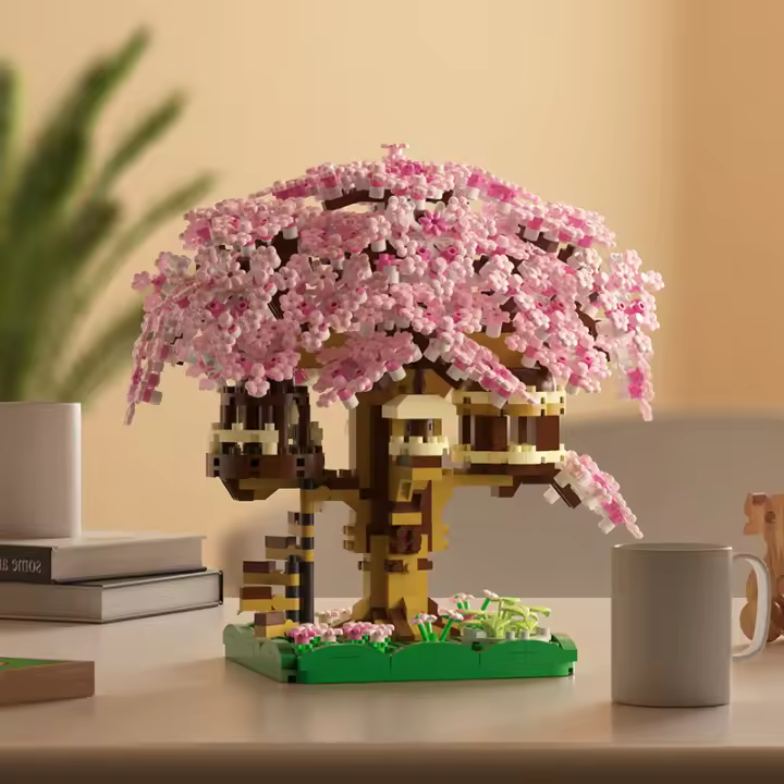 Bloques De Construcción ToylinX 1097 PCS Casa De Árbol Rosa Con Escena De Calle Juguete Educativo Para Niños Regalo De Cumpleaños - 1