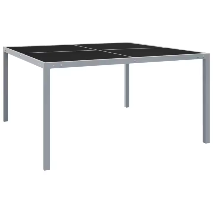 vidaXL Mesa de jardín de acero y vidrio gris 130x130x72 cm - 1