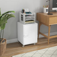 Vinsetto Cajonera de Oficina Mueble Archivador con Ruedas Estante Ajustable y Puerta de Metal para Tamaño A4 para Estudio Salón 38x38,5x55,5 cm Blanco - details 1