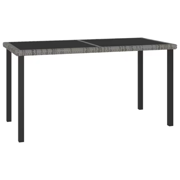 Mesa de comedor para jardín ratán sintético gris 140x70x73 cm - 1