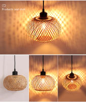 Lámpara Colgante De Bambú Hecha a Mano LED E27 Para Decoración De Sala De Estar Y Dormitorio Fuente De Luz Tradicional Con Telar De Hierro - details 4