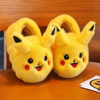 Zapatillas Planas De Peluche Anime Pikachu Para Niños O Niñas Con Suela Suave Antideslizante Y Cálida Para Uso Interior Regalo De Navidad - details 7