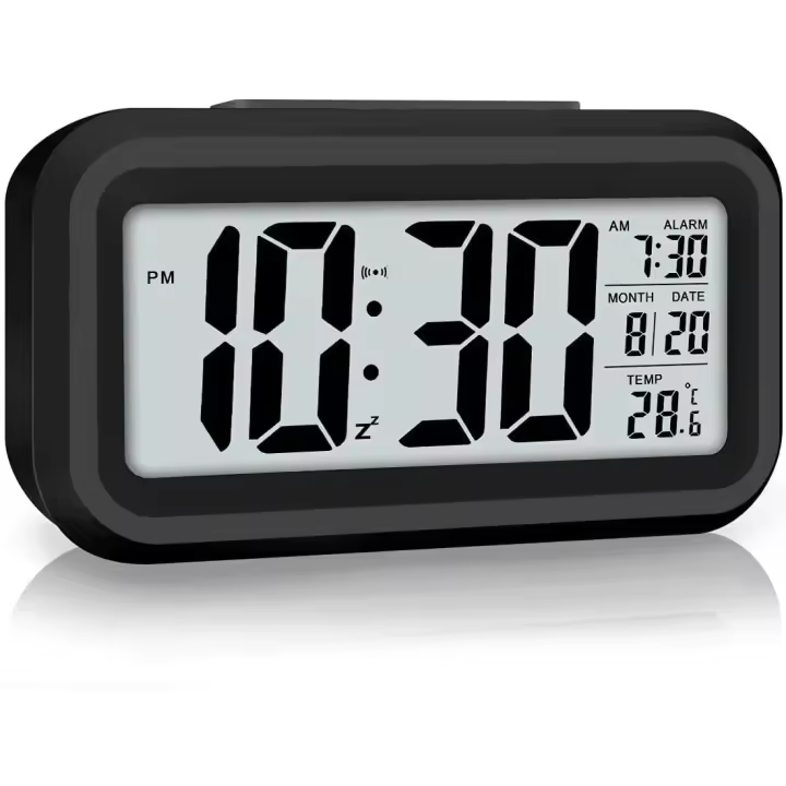 Reloj despertador digital, Reloj despertador para dormitorio with Luz Nocturna inteligente, temperature interior, Pantalla LED large, Reloj de escritorio que funciona con Pilas para Regalos de cumpleaños para niños - 1
