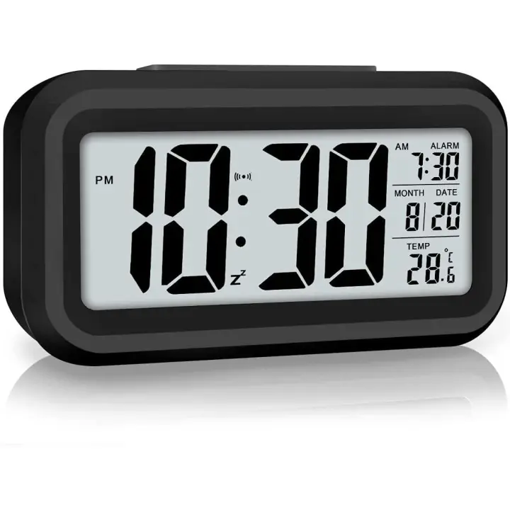 Reloj despertador digital, Reloj despertador para dormitorio with Luz Nocturna inteligente, temperature interior, Pantalla LED large, Reloj de escritorio que funciona con Pilas para Regalos de cumpleaños para niños - 1