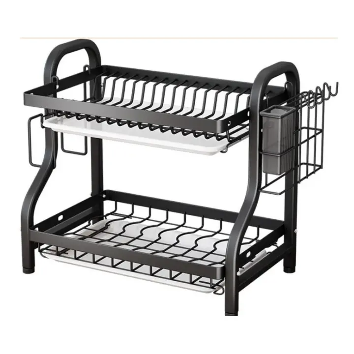 Escurridor para platos de cocina lava, escurridor para  con jaula para palillos cubierto,Escurridor de vajilla para el hogar organizador de vajilla para el hogar, organizador de accesorios de cocina de metal - 1