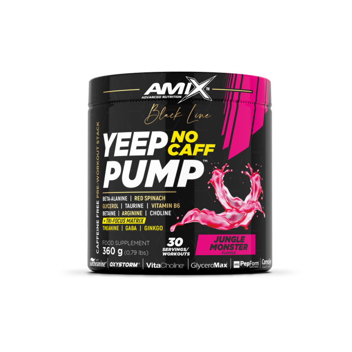 Yeep Pump No Caff 360g  Contiene beta-alanina CarnoSyn®, arginina, GABA y extracto de espinaca roja Oxystorm®  Amix Nutrition