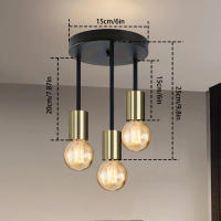 1pc Lámpara De Techo Moderna Sencilla Con Cuatro Cabezas E27 Base Para Entrada Dormitorio Cocina Pasillo Candelabro Negro - details 12