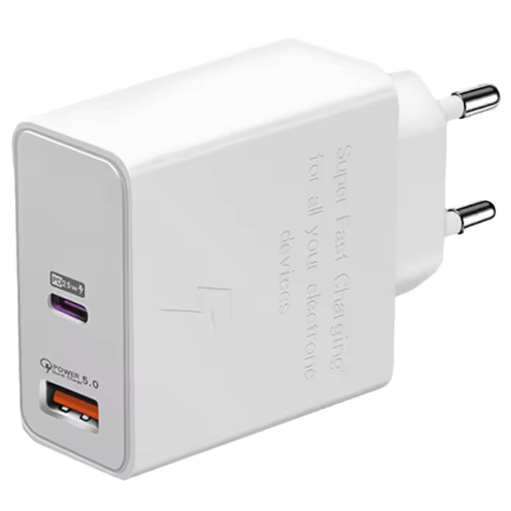 CABLEPELADO Cargador USB Doble PD Carga rápida, Adaptador de Corriente USB-C, Cargador de Pared de Carga rápida, Compatible con iPhone 15/14/13/Pro/Mini, Samsung, iPad, 45W, Blanco, Carga rápida - 1