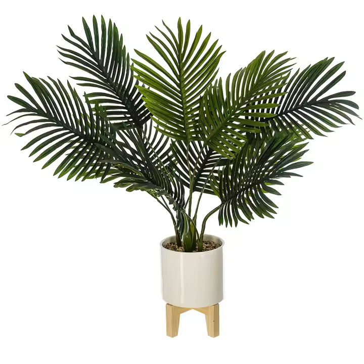 Atmosphera Planta Artificial Palmera Altura 72 con Maceta Cerámica y Patas de Madera para Decoración de Hogar - 1