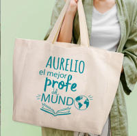 Bolsa Personalizada Profesora 'EL MEJOR PROFE DEL MUNDO' Tote Bag - Asas Largas - details 0