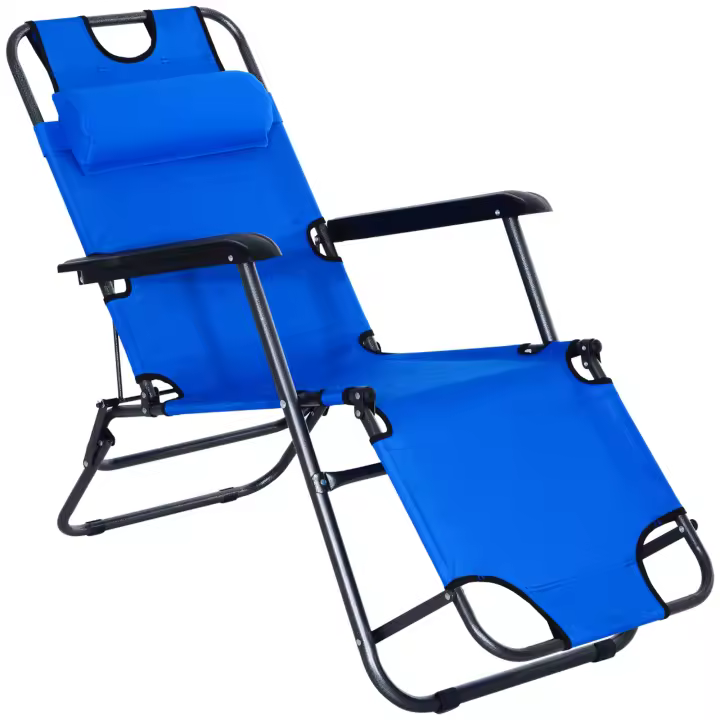 Outsunny Tumbona Reclinable y Plegable con Respaldo Ajustable Reposabrazos Almohada y Reposapiés para Jardín Terraza Carga 136 kg 118x60x80 cm - 1