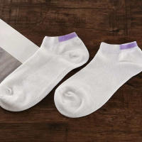 Medias Cortas Blancas Para Mujer Y Niñas 6/12 Pares Cómodas Transpirables De Color Sólido Y Rayadas Moda Casual Polyester Spandex - details 4