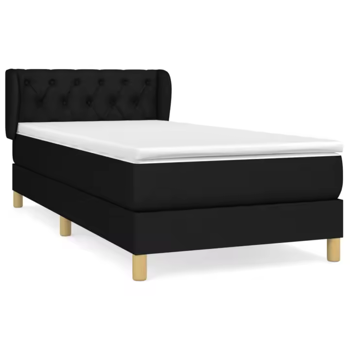 vidaXL Cama box spring con colchón tela negro 80x200 cm - 1
