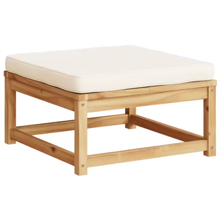 vidaXL Taburete de jardín con cojines madera maciza de acacia Crema, Gris oscuro, Conjunto Terraza Muebles Jardín Exterior Juego de Muebles de jardín Mueble Jardín Exterior Muebles de Salon Exterior - 1