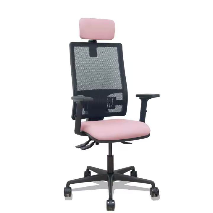 Silla Bormate asincro malla negra asiento bali rosa brazos 2D ruedas 65mm cabecero regulable - 1