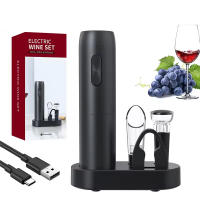 Juego De Abrevidrios Eléctrico 4-en-1 Recargable Automático Con Tapa Para Vino Y Rieles De Vino Acero Inoxidable Ecológico - details 0