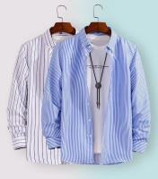 Camisa De Punto Para Hombre Azul Claro Con Rayas Cuello En V Manga Larga Ajustada Estilo Coreano No Hierro Casual Negocios - details 0