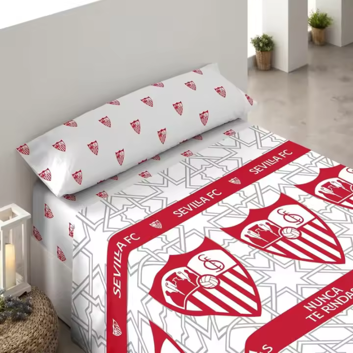 Juego de sábanas Sevilla Fútbol Club 3 Piezas sábana, bajera y funda de almohada para cama 105cm producto oficial 105SBSFC78901 - 1