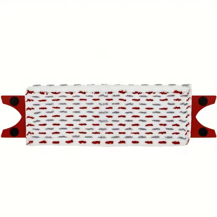 Almohadilla de repuesto de microfibra roja y blanca festiva para cabezas planas de la fregona-36Cm X 14In Gl - 1