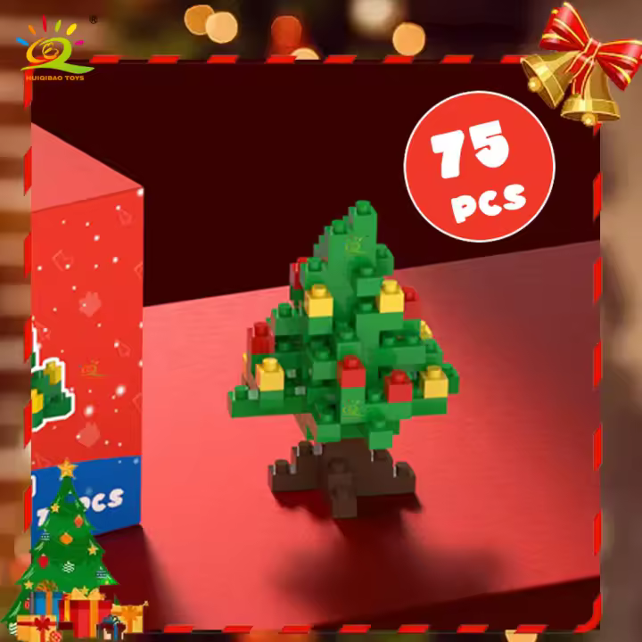 Bloques De Construcción DIY De Navidad HUIQIBAO MINI Con Santa Claus Cerdo De Navidad Yegua De Nieve Juguete De Bloques De Diamante Para Niños Y Adultos Regalo De Año Nuevo - 1