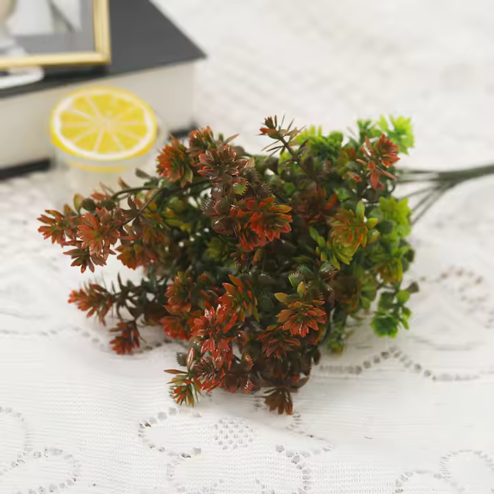 Plantas Artificiales De Otoño En Plástico Suculentas Margarita Hierba Para Decoración De Jardín Exterior Bodas Y Navidad Hojas Decorativas Falsas Para Exposición En Escritorio - 1