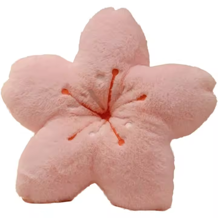 Cojín de flor de cerezo kawaii para decoración de habitación, cojín de pétalos de cerezo para niña, cojín de silla con flor de tatami de felpa para ventana salediza, cojín rosa. - 1