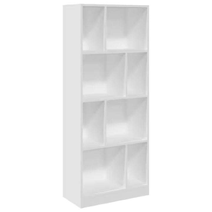 vidaXL Estantería de madera de ingeniería 57x28,5x141 cm Blanco, Negro, Roble Sonoma Mueble Almacenaje Estantería para Oficina, Estudio, Dormitorio Estantería/Librería/ mueble de Almacenamiento - 1