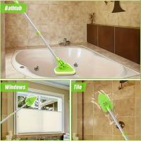 2-in-1 Long Handle Shower Scrub Brush Set with Adjustable Cleaning Head, One Stiff Bristle and Three Sponge Attachments, Manual Multipurpose Bath, Tile, and Tub Cleaner, Living Room Applicable, Electricity-Free Operation. Gl - details 2